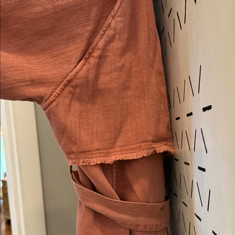 Free People Rust Trench Coat with Frayed Trim - Picture 5 of 5